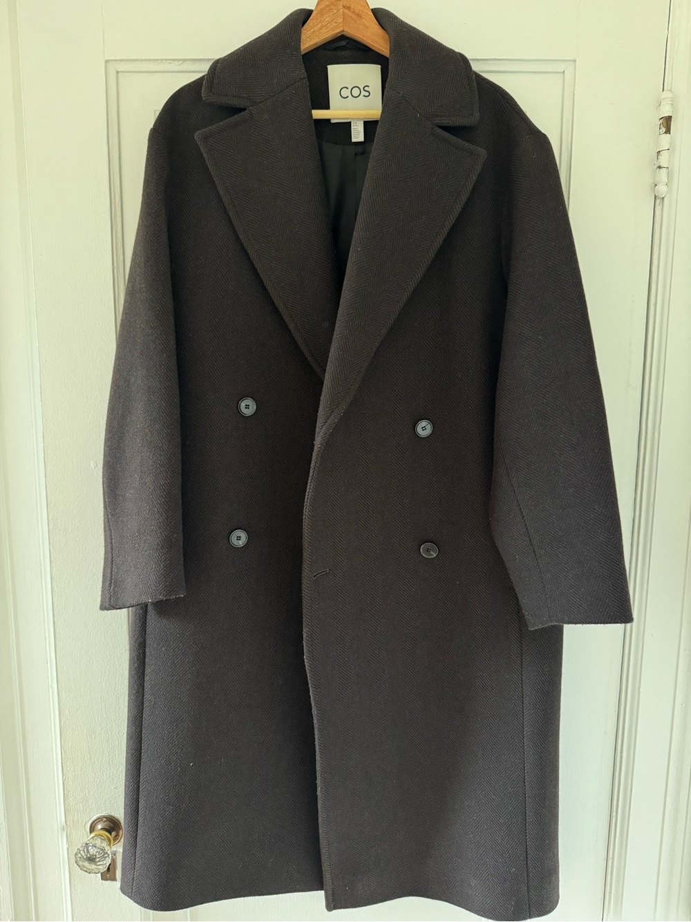 COS - Long Wool Coat (Dark Brown)